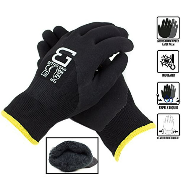 3 Pair Hi Vis Safety Winter Insulated Rubber-Coated Work Gloves Sizes S-2XL